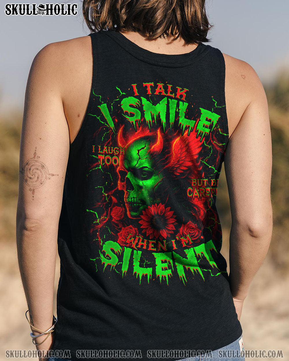 BE CAREFUL WHEN I'M SILENT SKULL DEVIL  ALL OVER PRINT   - TLNZ1804253