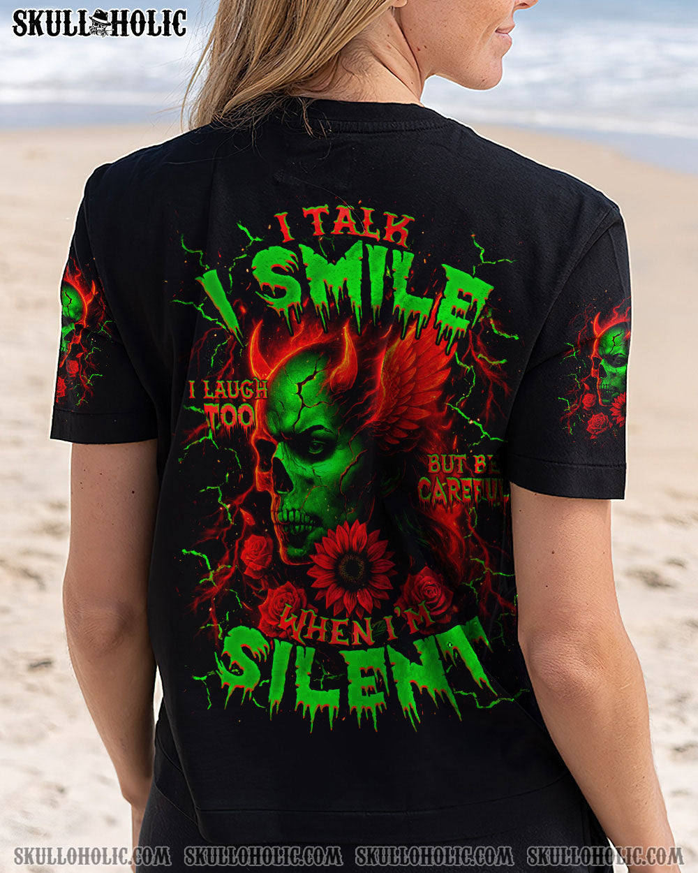 BE CAREFUL WHEN I'M SILENT SKULL DEVIL  ALL OVER PRINT   - TLNZ1804253