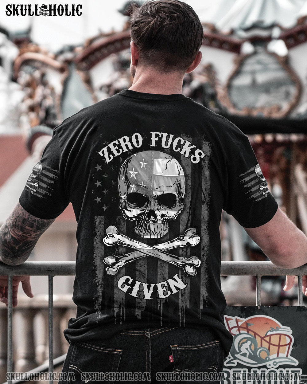 ZERO F GIVEN BONES SKULL B&W FLAG ALL OVER PRINT - TLNZ2304243