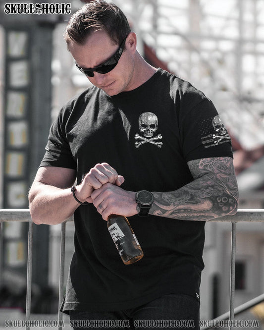 ZERO F GIVEN BONES SKULL B&W FLAG ALL OVER PRINT - TLNZ2304243