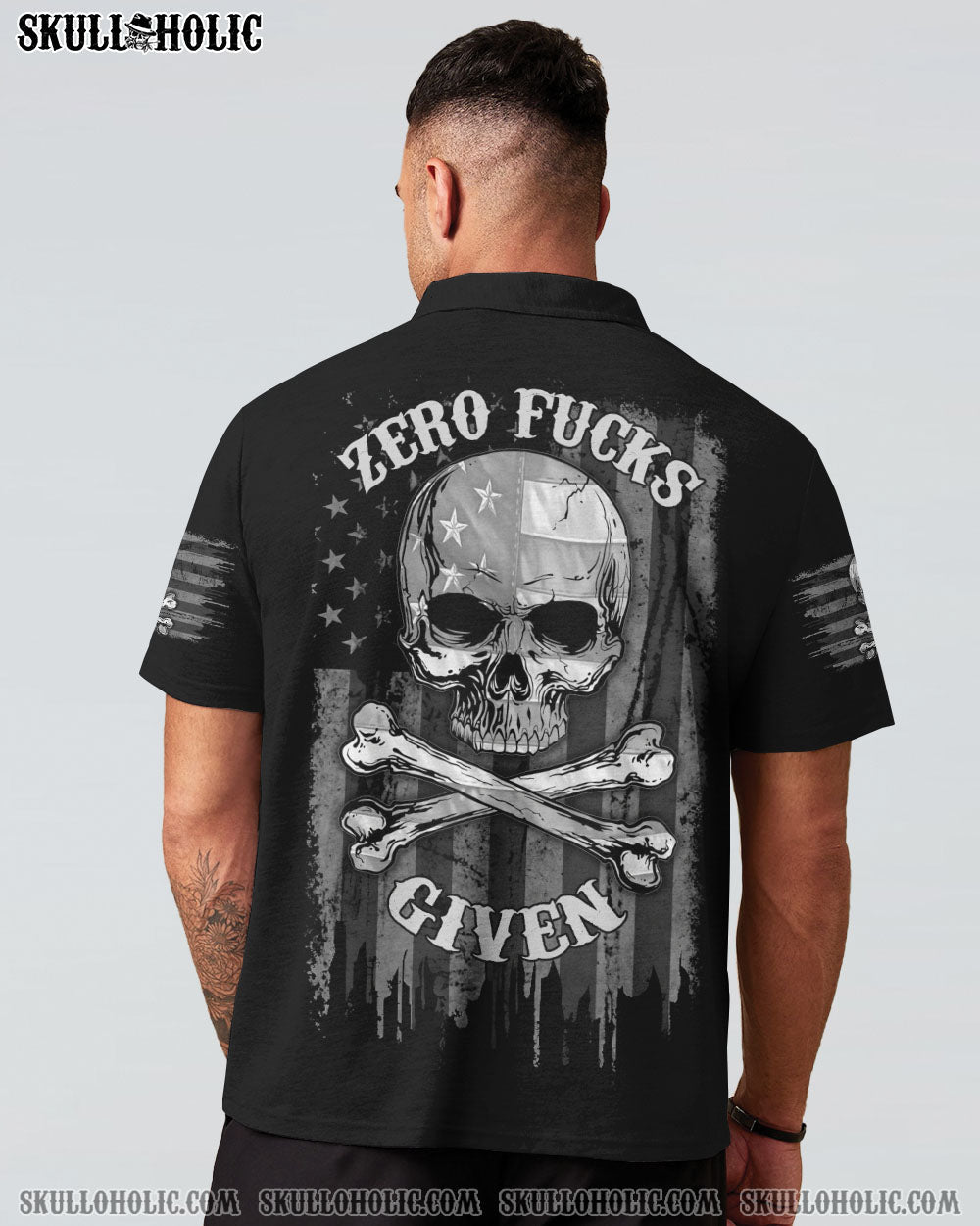 ZERO F GIVEN BONES SKULL B&W FLAG ALL OVER PRINT - TLNZ2304243
