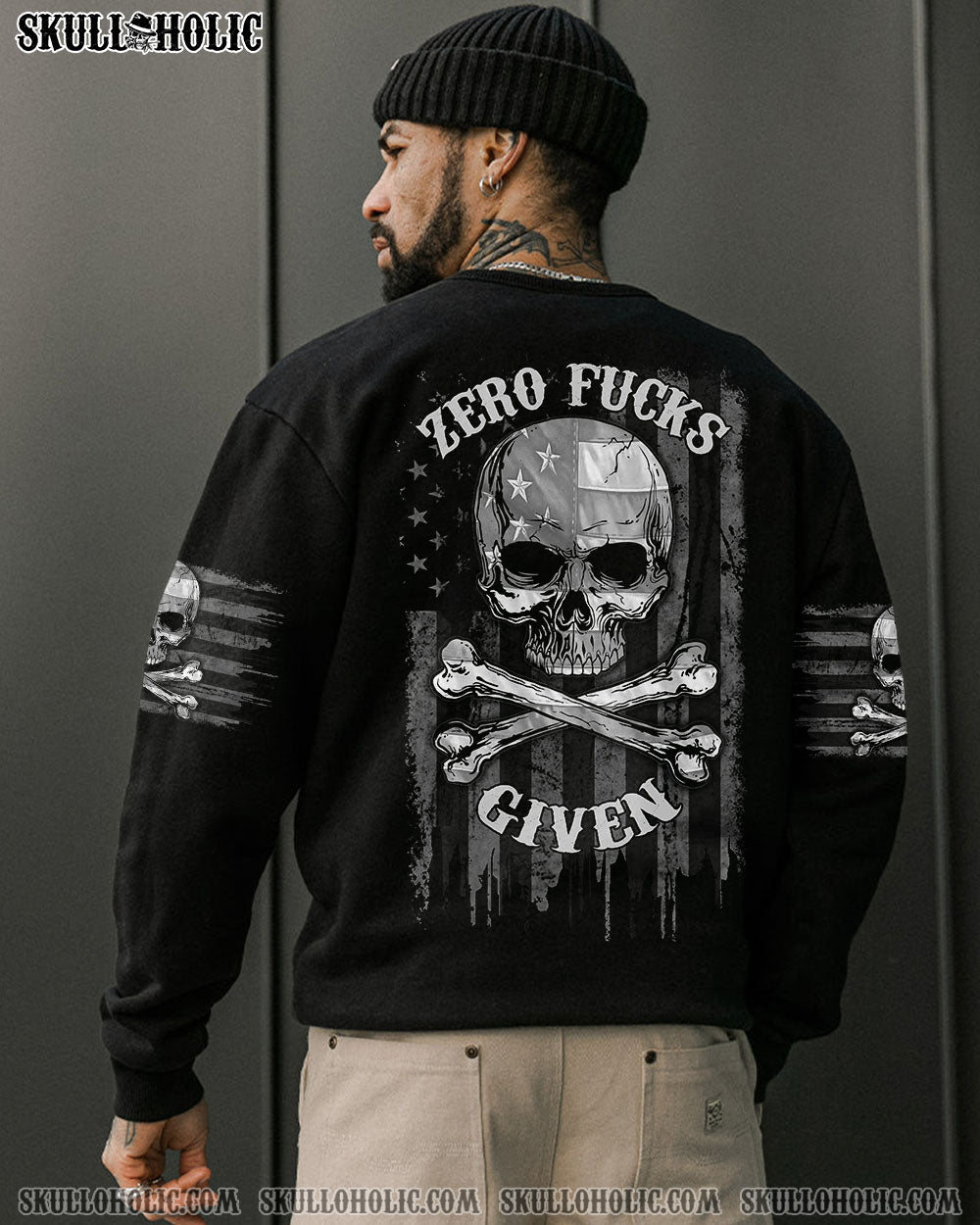 ZERO F GIVEN BONES SKULL B&W FLAG ALL OVER PRINT - TLNZ2304243