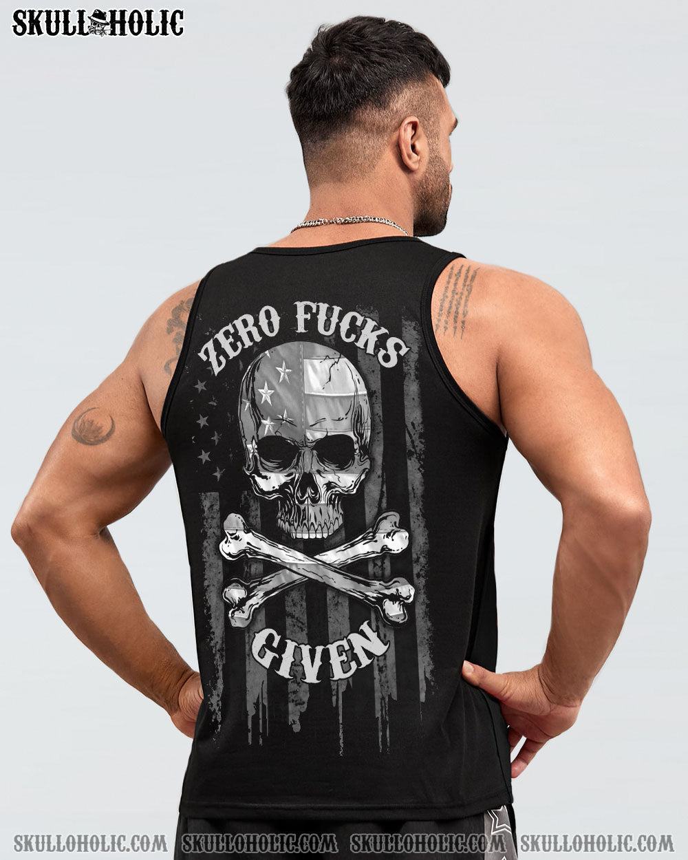 ZERO F GIVEN BONES SKULL B&W FLAG ALL OVER PRINT - TLNZ2304243