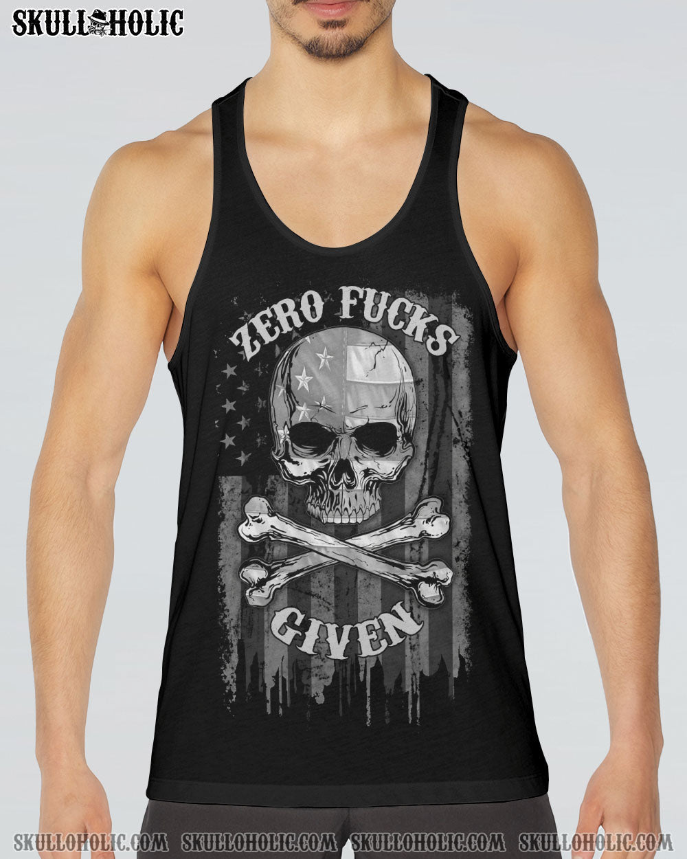 ZERO F GIVEN BONES SKULL B&W FLAG ALL OVER PRINT - TLNZ2304243