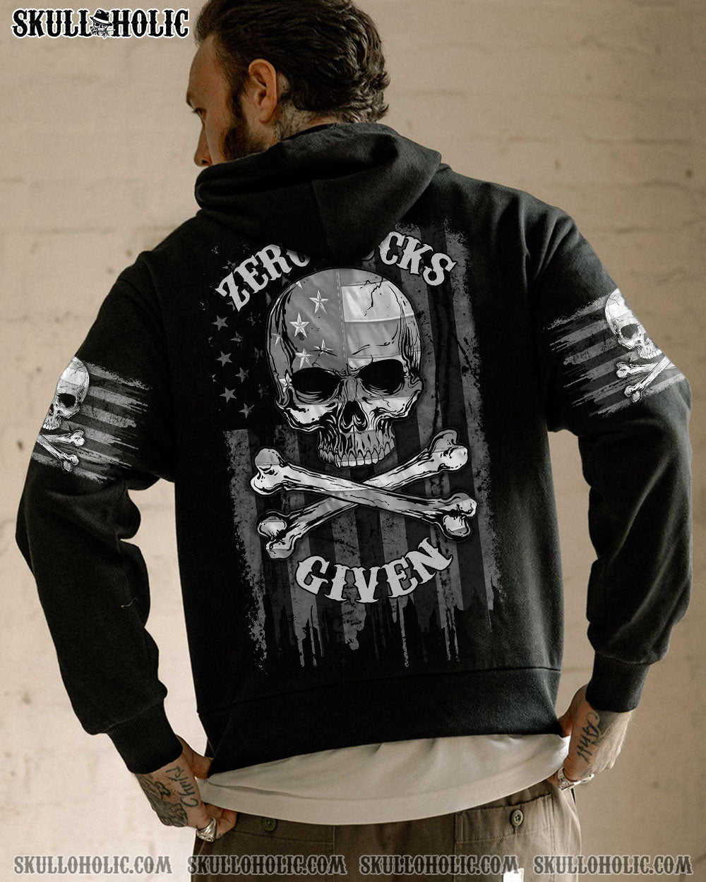 ZERO F GIVEN BONES SKULL B&W FLAG ALL OVER PRINT - TLNZ2304243