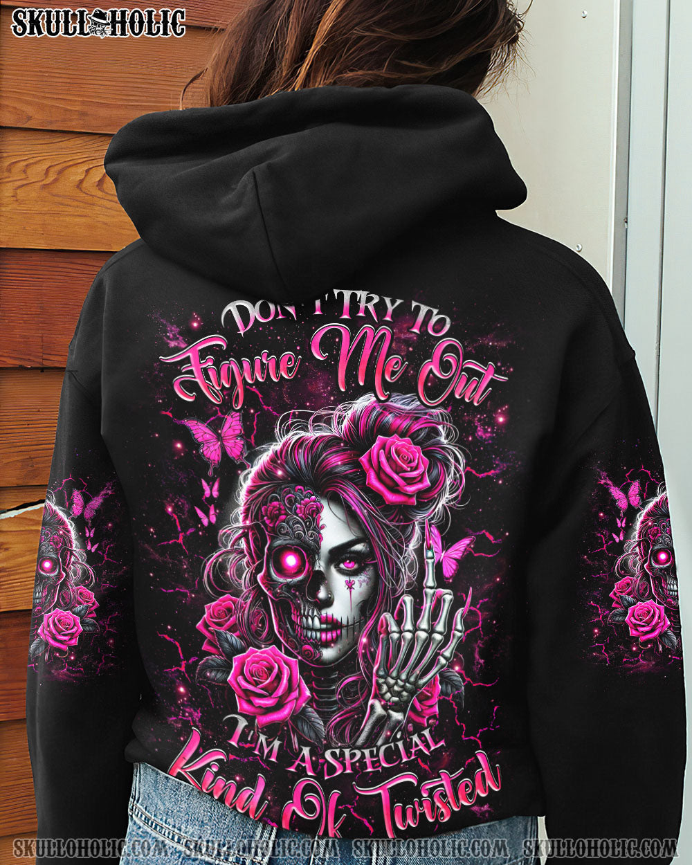 DON'T TRY TO FIGURE ME OUT SKULL MESSY BUN ALL OVER PRINT   - TLNZ2503251