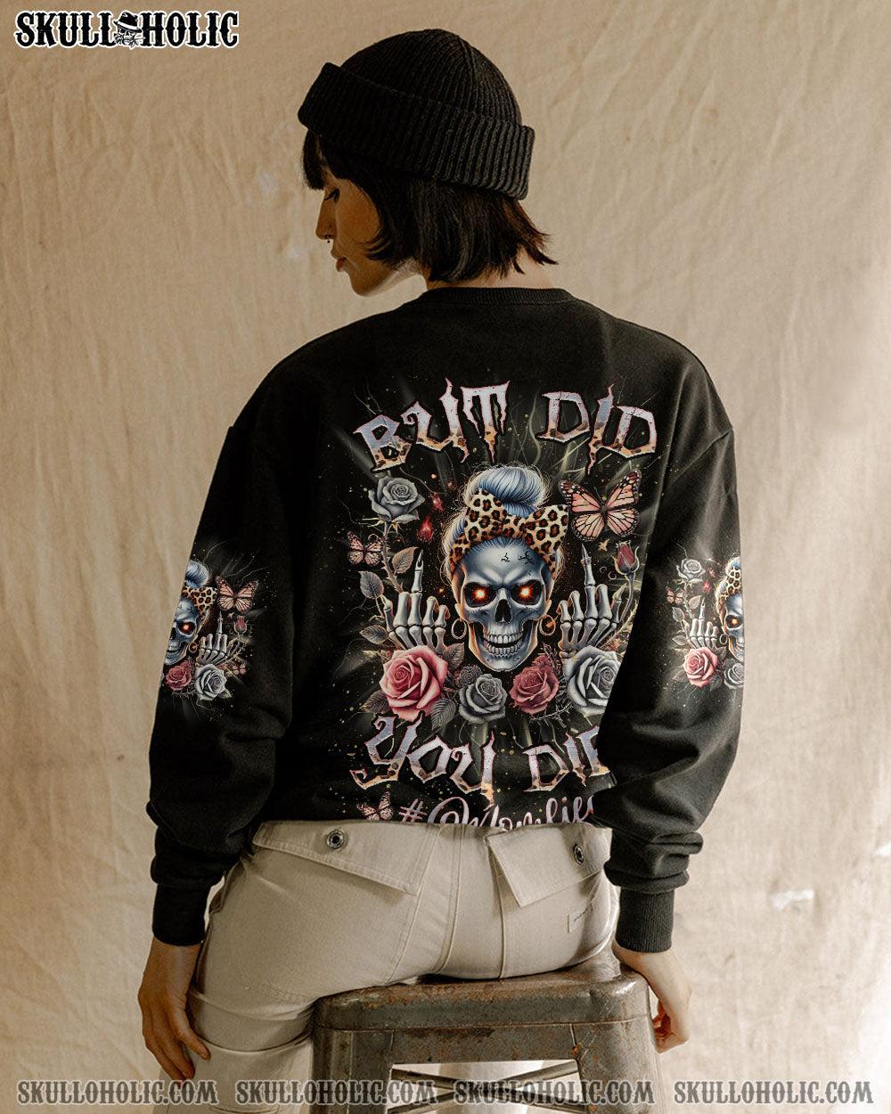 BUT DID YOU DIE MOM LIFE SKULL MESSY BUN ALL OVER PRINT - TLNZ2603251