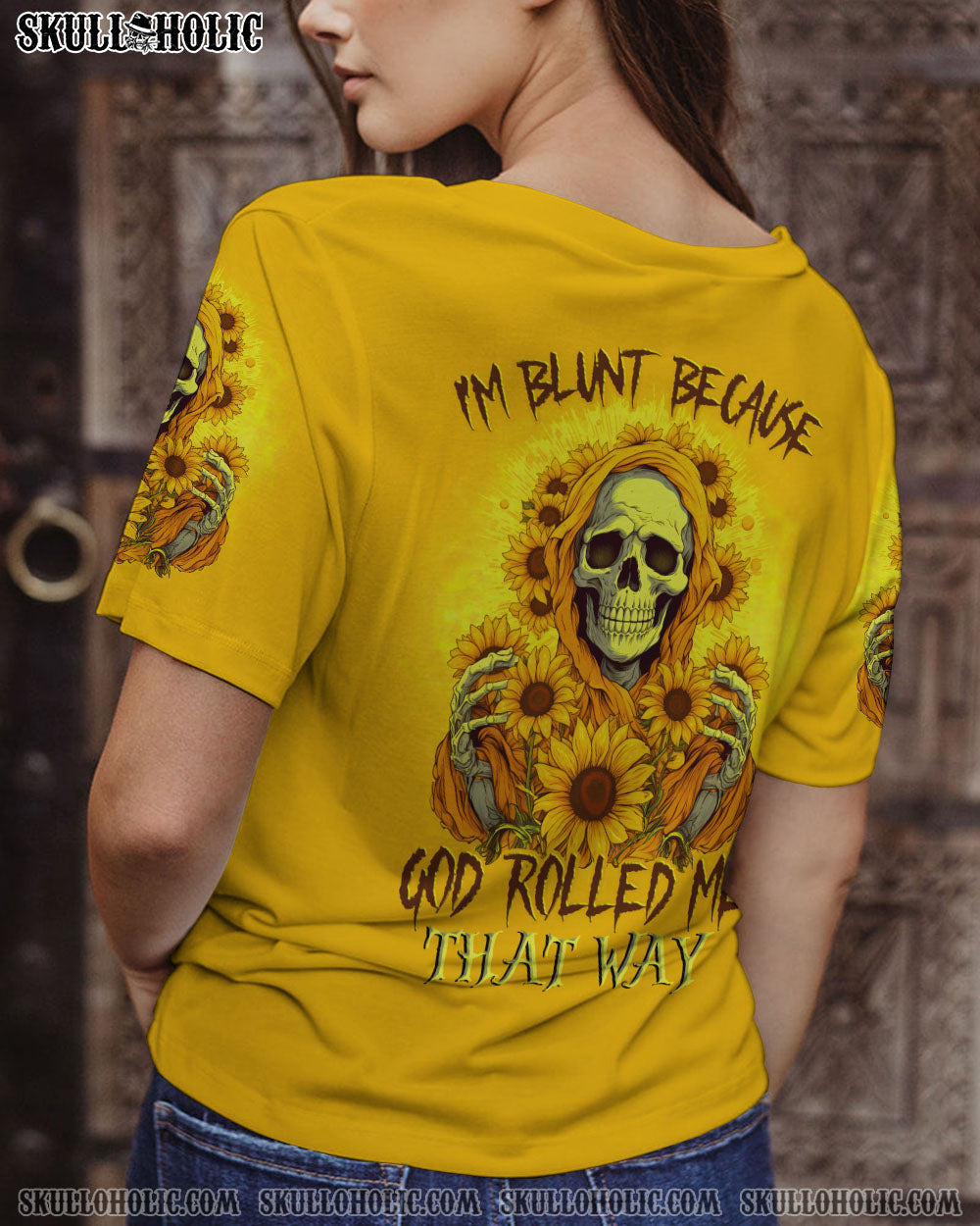 I'M BLUNT BECAUSE GOD ROLLED ME SUNFLOWER REAPER ALL OVER PRINT - TLNZ2606233