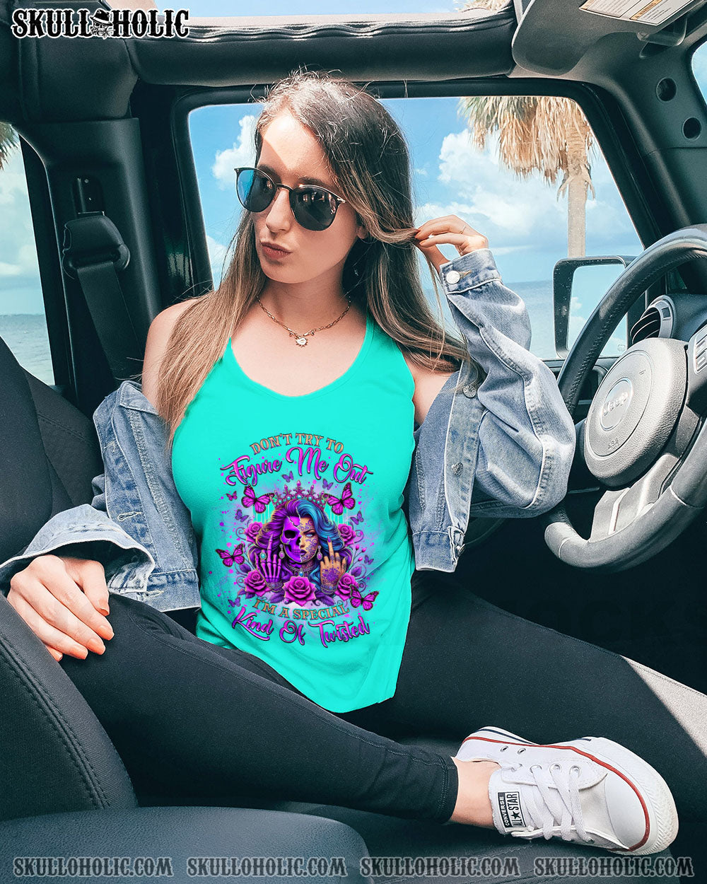 DON'T TRY TO FIGURE ME OUT SKULL LADY ALL OVER PRINT    - TLNZ2703251