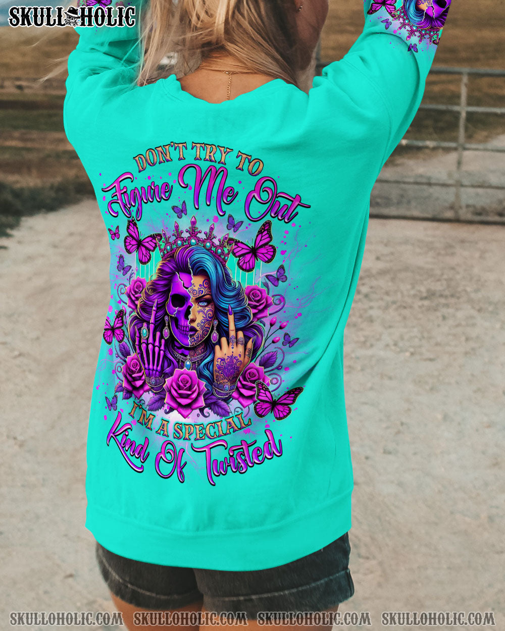 DON'T TRY TO FIGURE ME OUT SKULL LADY ALL OVER PRINT    - TLNZ2703251