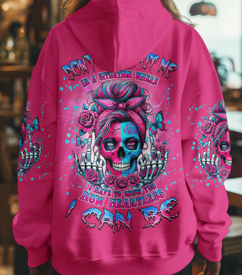 HOW HEARTLESS I CAN BE TATTOO SKULL MESSY BUN ALL OVER PRINT - TLNZ2802252