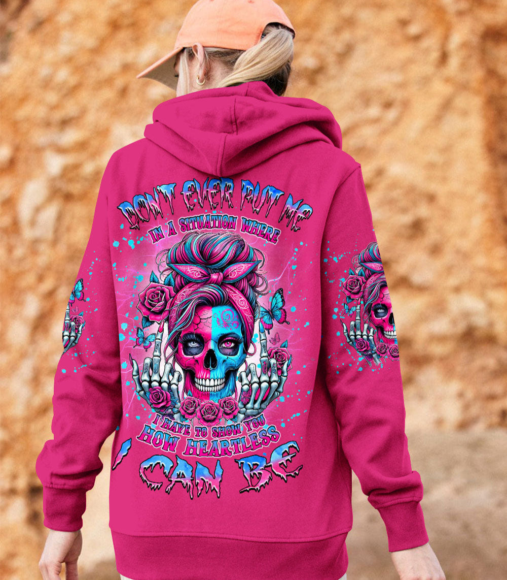 HOW HEARTLESS I CAN BE TATTOO SKULL MESSY BUN ALL OVER PRINT - TLNZ2802252