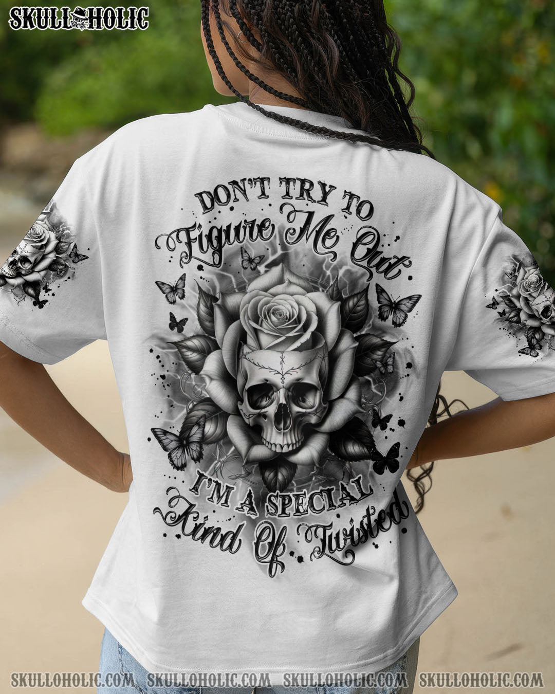 DON'T TRY TO FIGURE ME OUT SKULL ROSE  ALL OVER PRINT   - TLNZ2803253