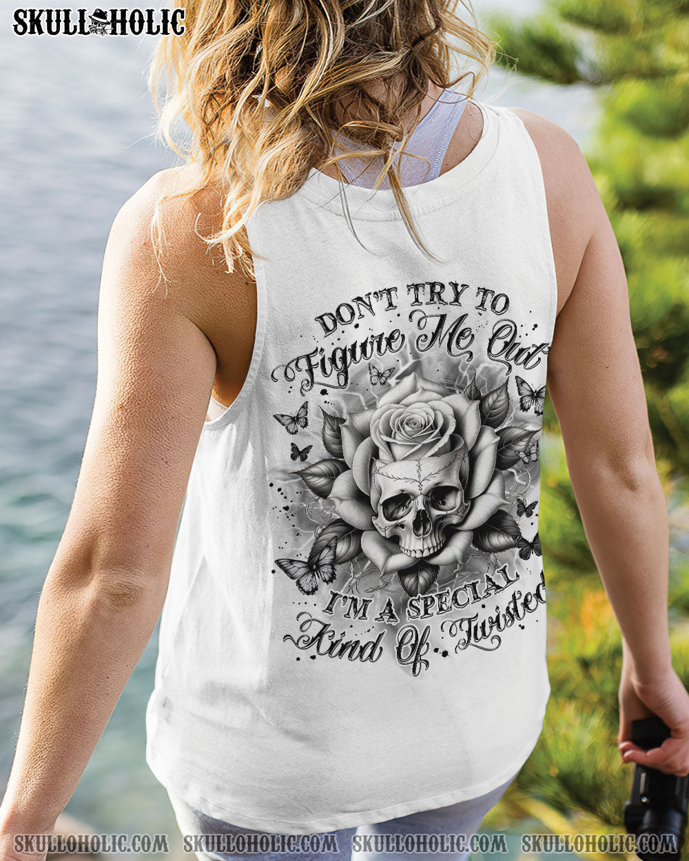 DON'T TRY TO FIGURE ME OUT SKULL ROSE  ALL OVER PRINT   - TLNZ2803253