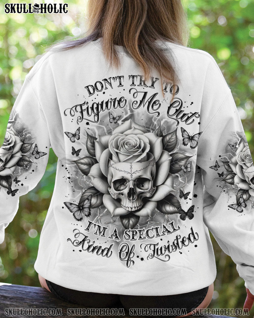 DON'T TRY TO FIGURE ME OUT SKULL ROSE  ALL OVER PRINT   - TLNZ2803253