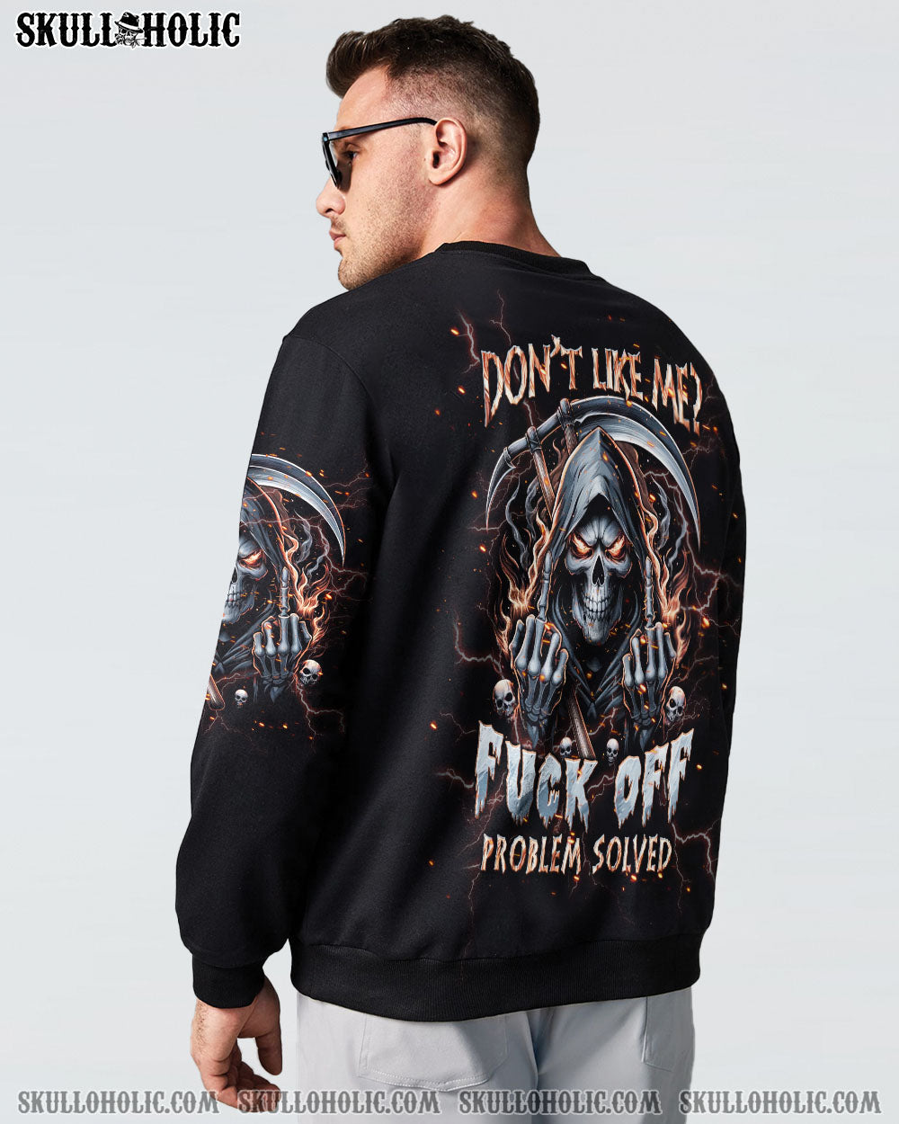 DON'T LIKE ME FCK OFF PROBLEM SOLVED REAPER SKULL ALL OVER PRINT - TLPQ1704242