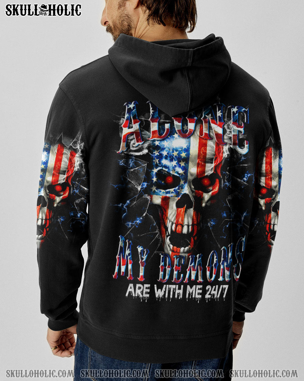 I'M NEVER ALONE SKULL FLAG ALL OVER PRINT - TLTM1006231