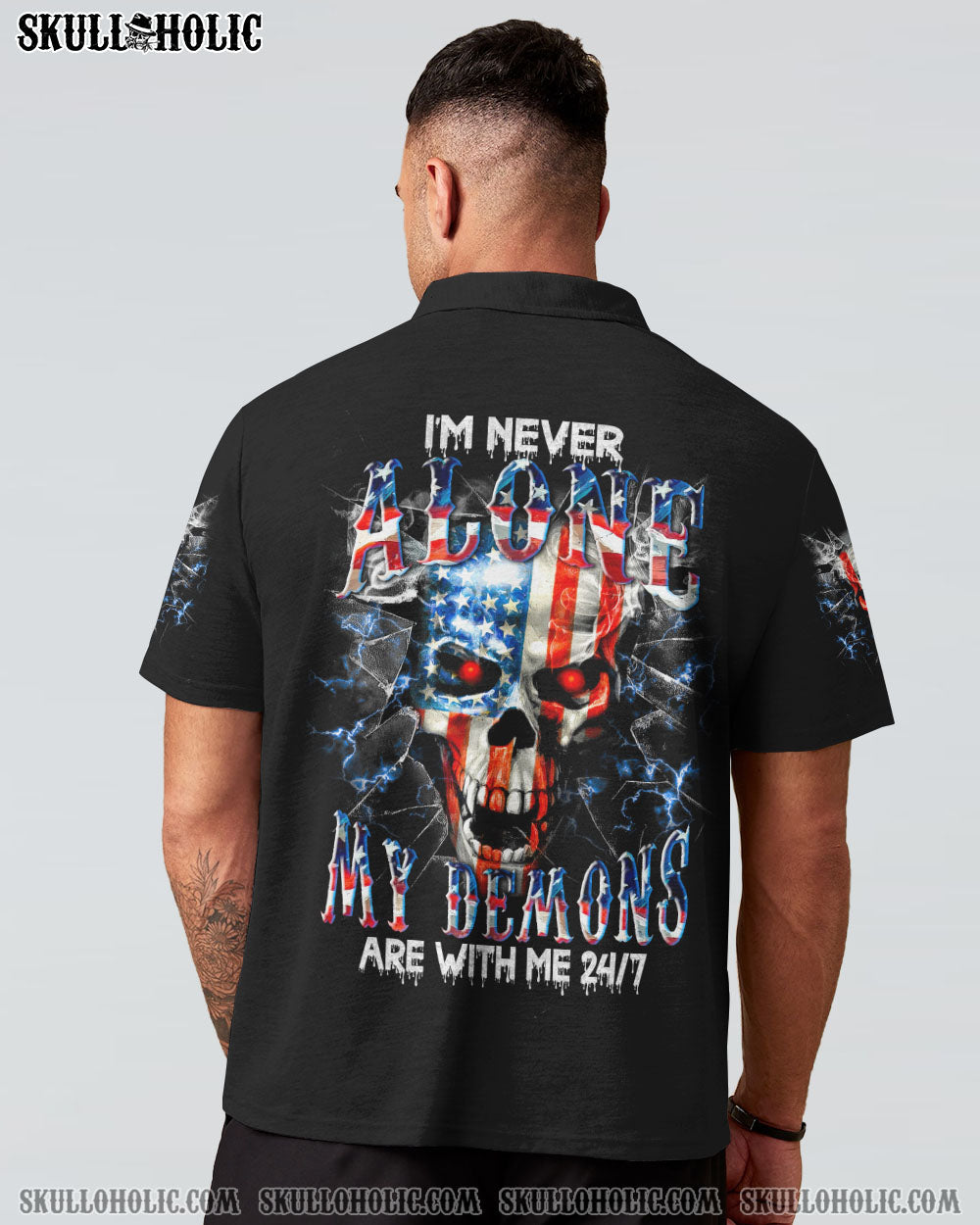 I'M NEVER ALONE SKULL FLAG ALL OVER PRINT - TLTM1006231
