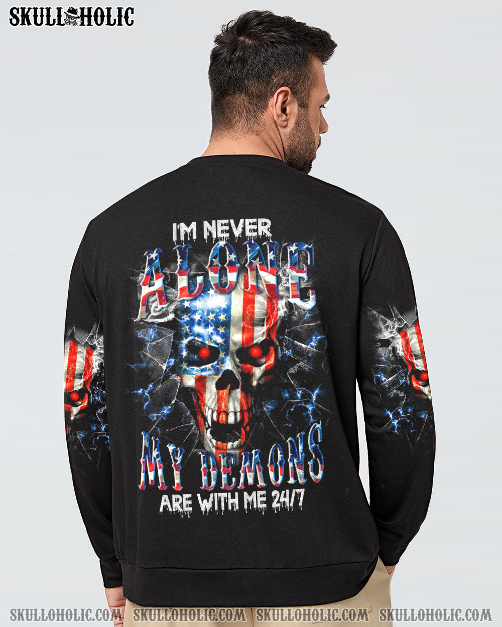 I'M NEVER ALONE SKULL FLAG ALL OVER PRINT - TLTM1006231