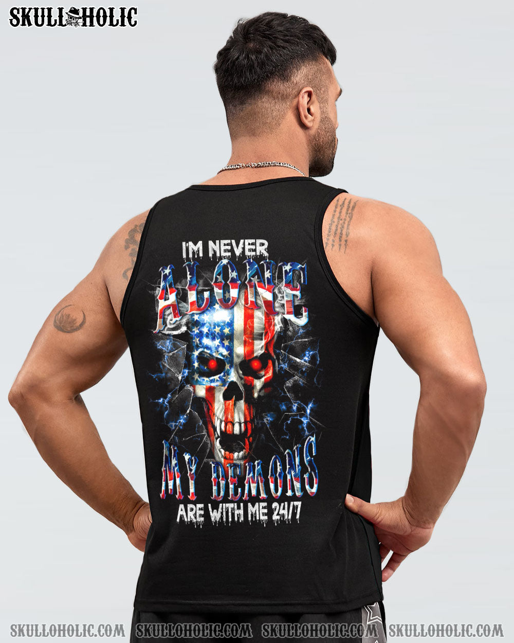 I'M NEVER ALONE SKULL FLAG ALL OVER PRINT - TLTM1006231