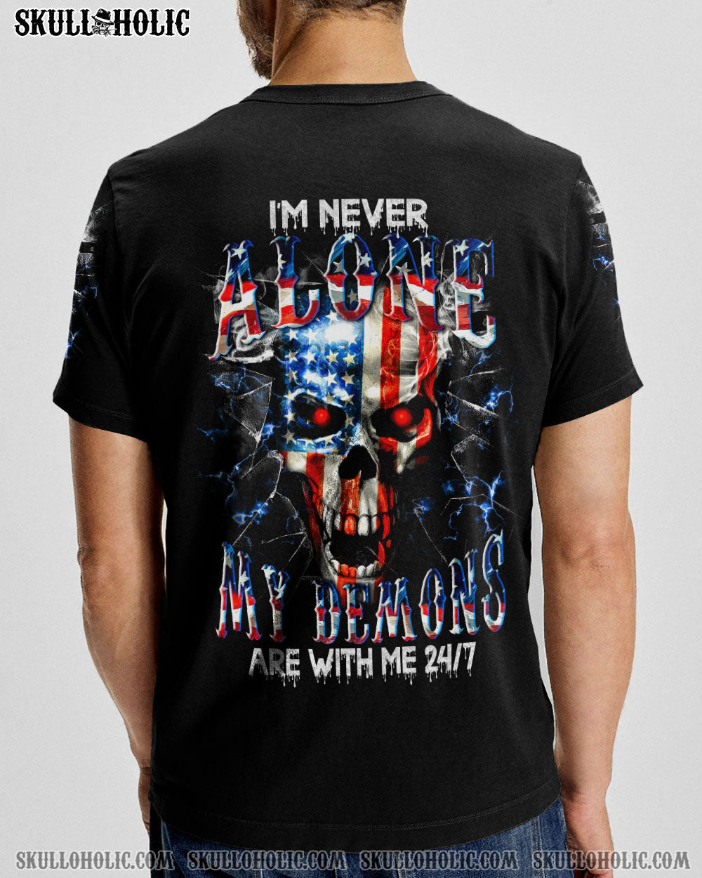 I'M NEVER ALONE SKULL FLAG ALL OVER PRINT - TLTM1006231