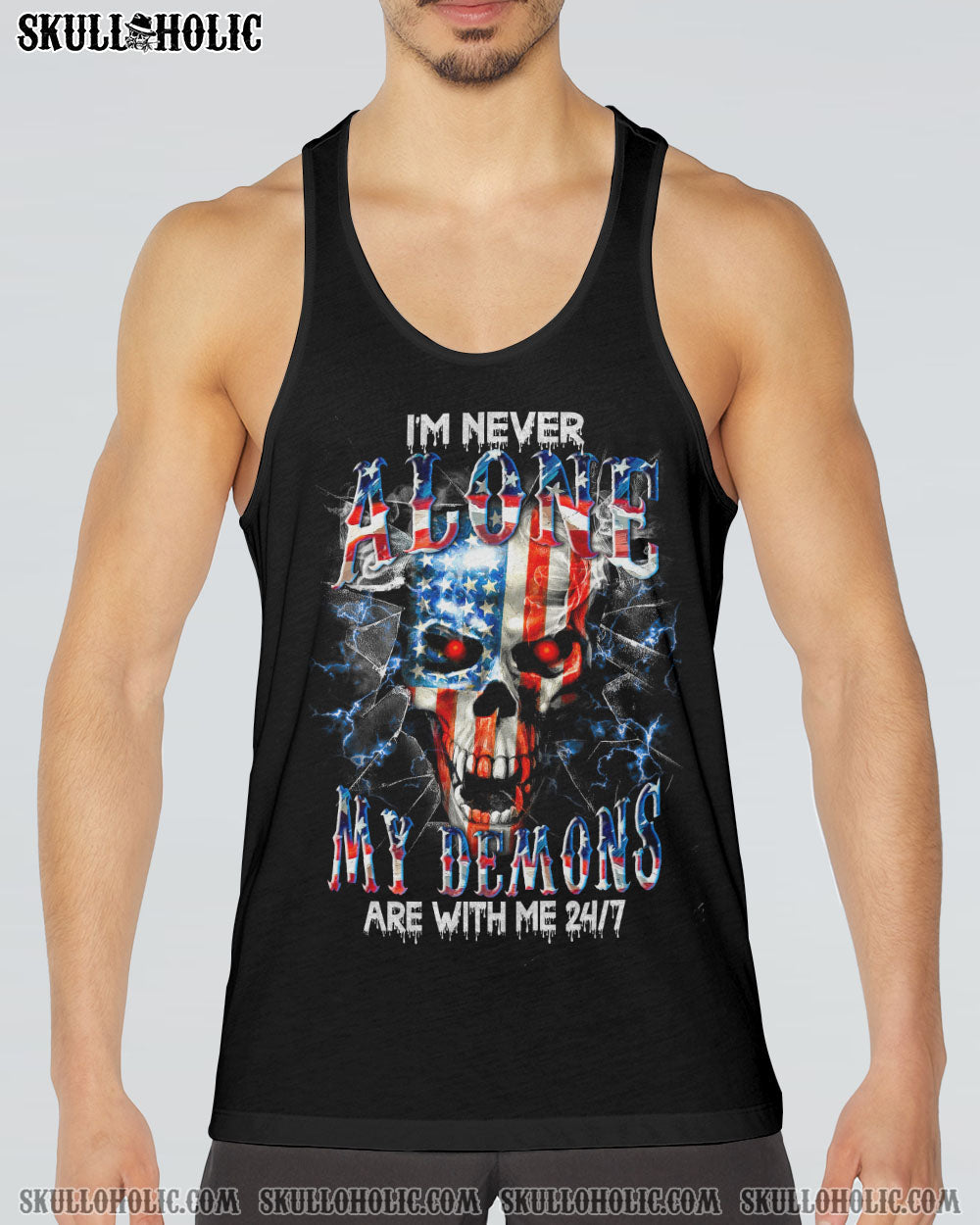 I'M NEVER ALONE SKULL FLAG ALL OVER PRINT - TLTM1006231