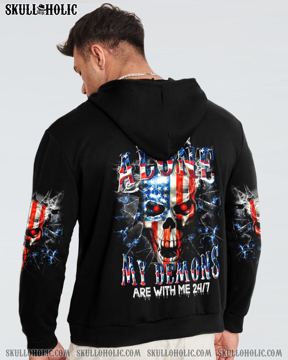 I'M NEVER ALONE SKULL FLAG ALL OVER PRINT - TLTM1006231