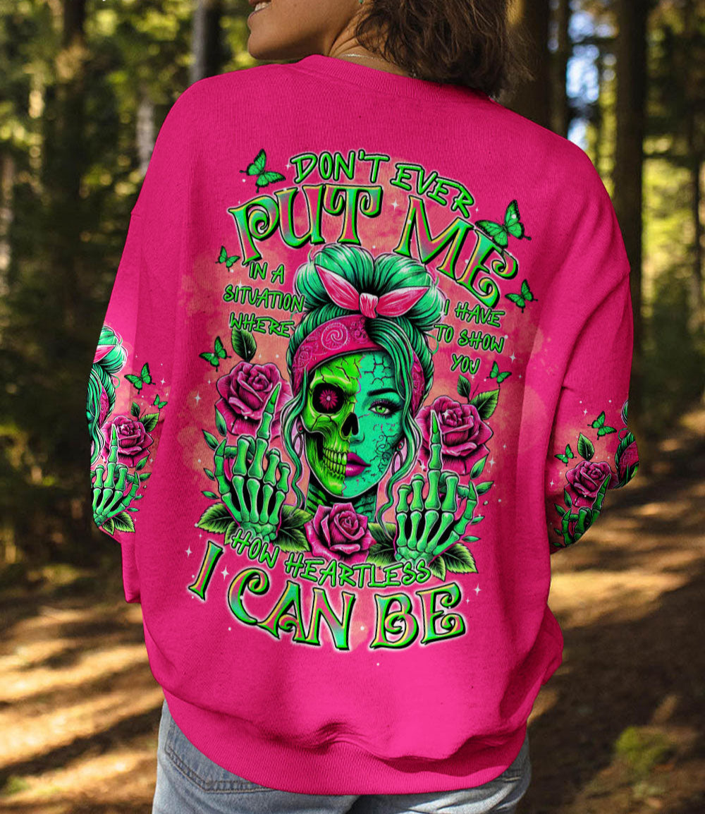 HOW HEARTLESS I CAN BE TATTOO SKULL MESSY BUN ALL OVER PRINT - TLTR0303251