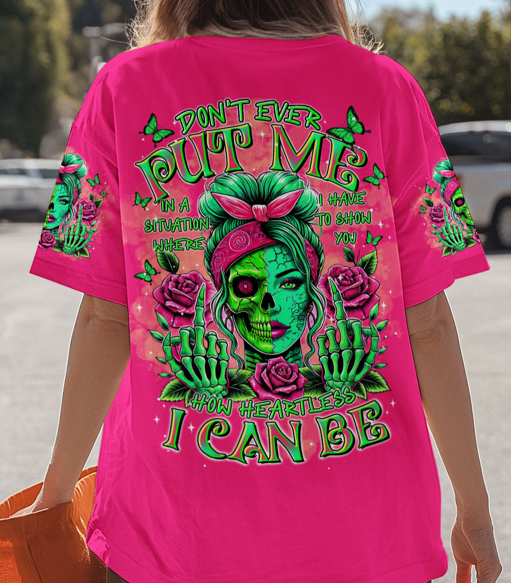 HOW HEARTLESS I CAN BE TATTOO SKULL MESSY BUN ALL OVER PRINT - TLTR0303251