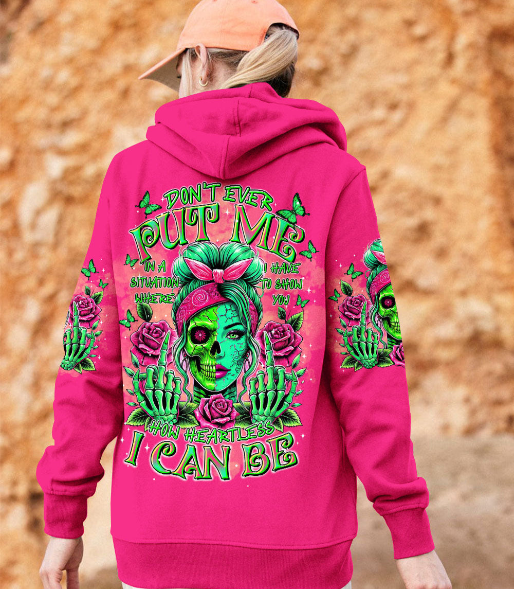 HOW HEARTLESS I CAN BE TATTOO SKULL MESSY BUN ALL OVER PRINT - TLTR0303251