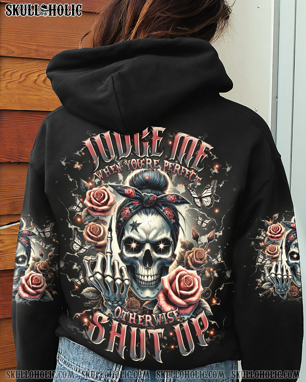 JUDGE ME WHEN SKULL MESSY BUN  ALL OVER PRINT   - TLTR0304251