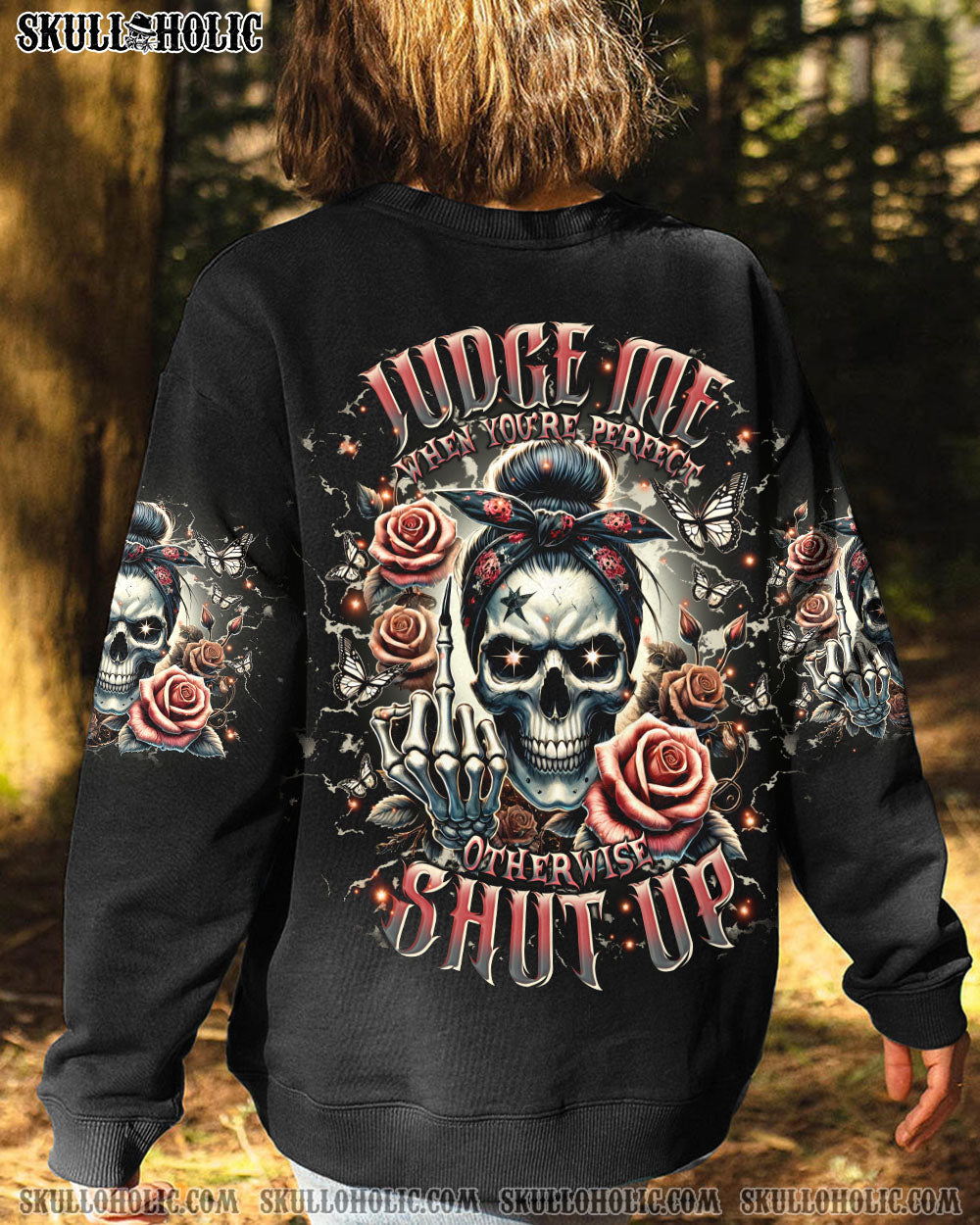 JUDGE ME WHEN SKULL MESSY BUN  ALL OVER PRINT   - TLTR0304251