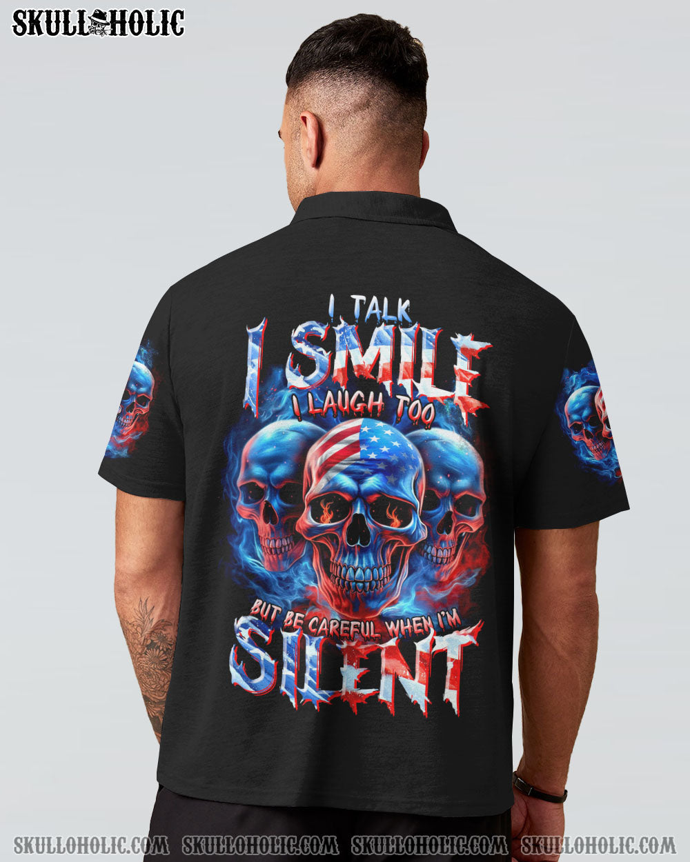 BE CAREFUL WHEN I'M SILENT 3 SKULLS ALL OVER PRINT - TLTR0407232