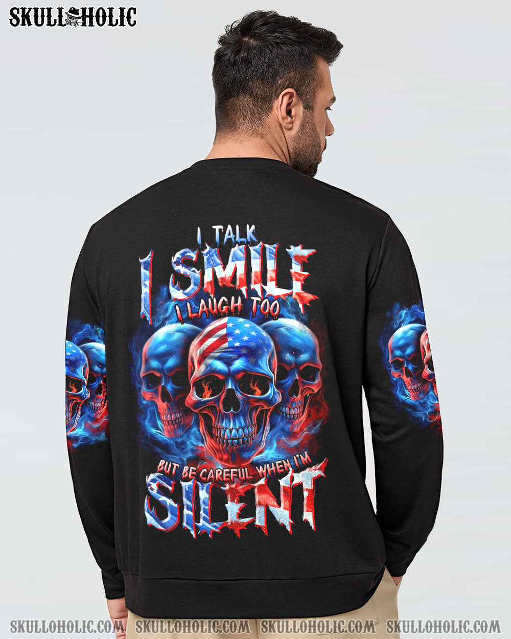 BE CAREFUL WHEN I'M SILENT 3 SKULLS ALL OVER PRINT - TLTR0407232
