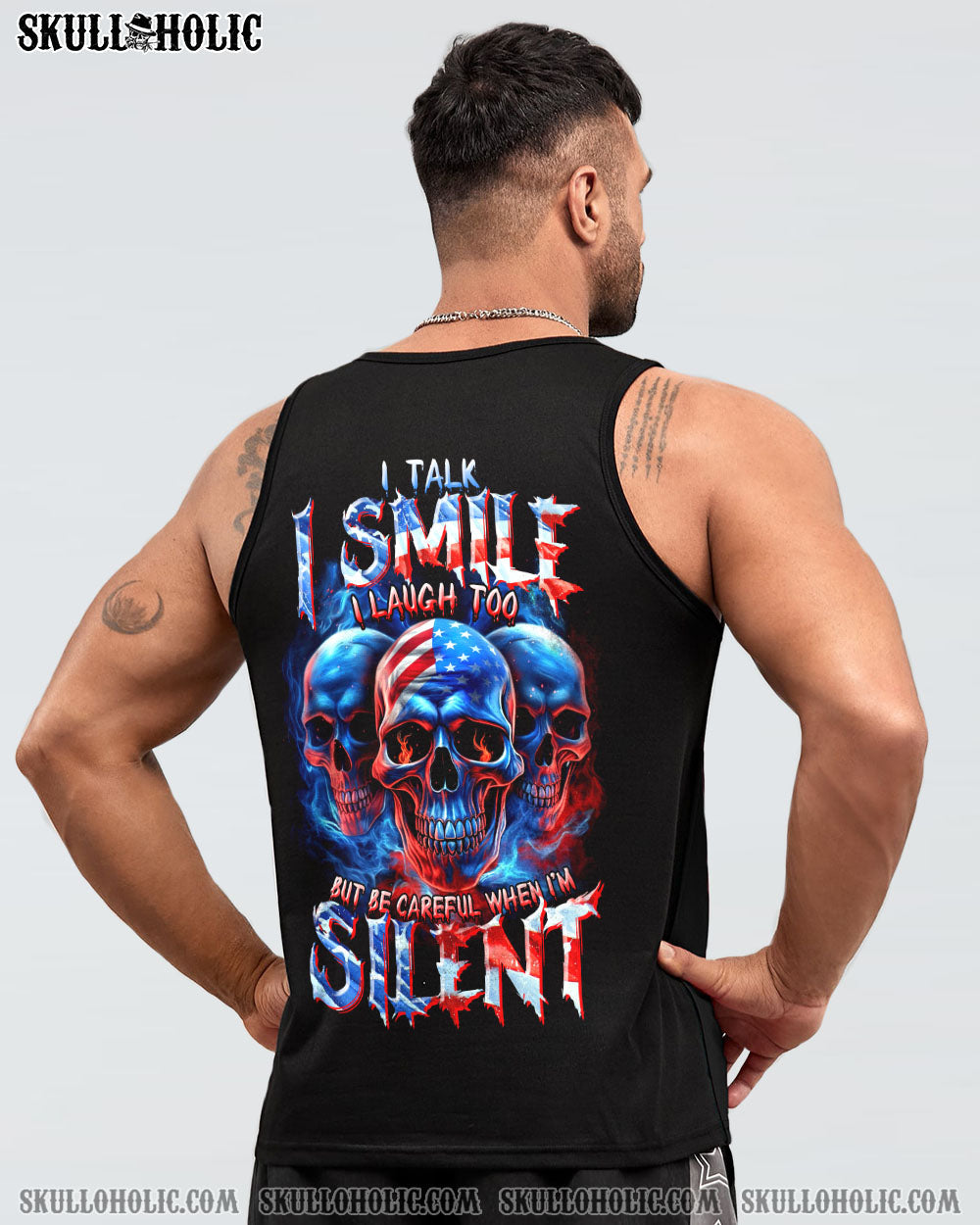 BE CAREFUL WHEN I'M SILENT 3 SKULLS ALL OVER PRINT - TLTR0407232