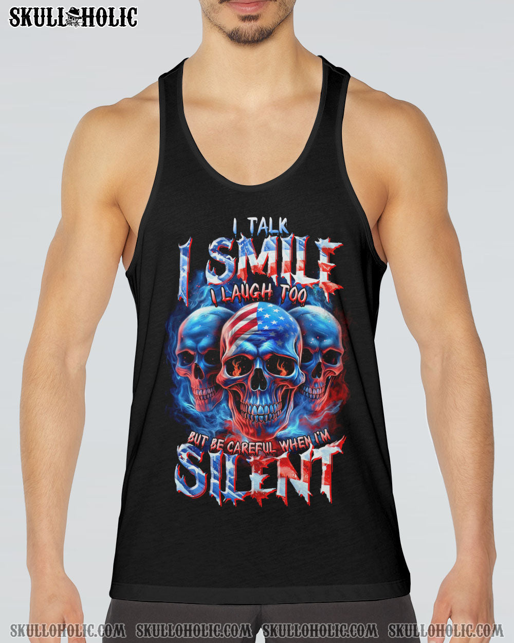 BE CAREFUL WHEN I'M SILENT 3 SKULLS ALL OVER PRINT - TLTR0407232