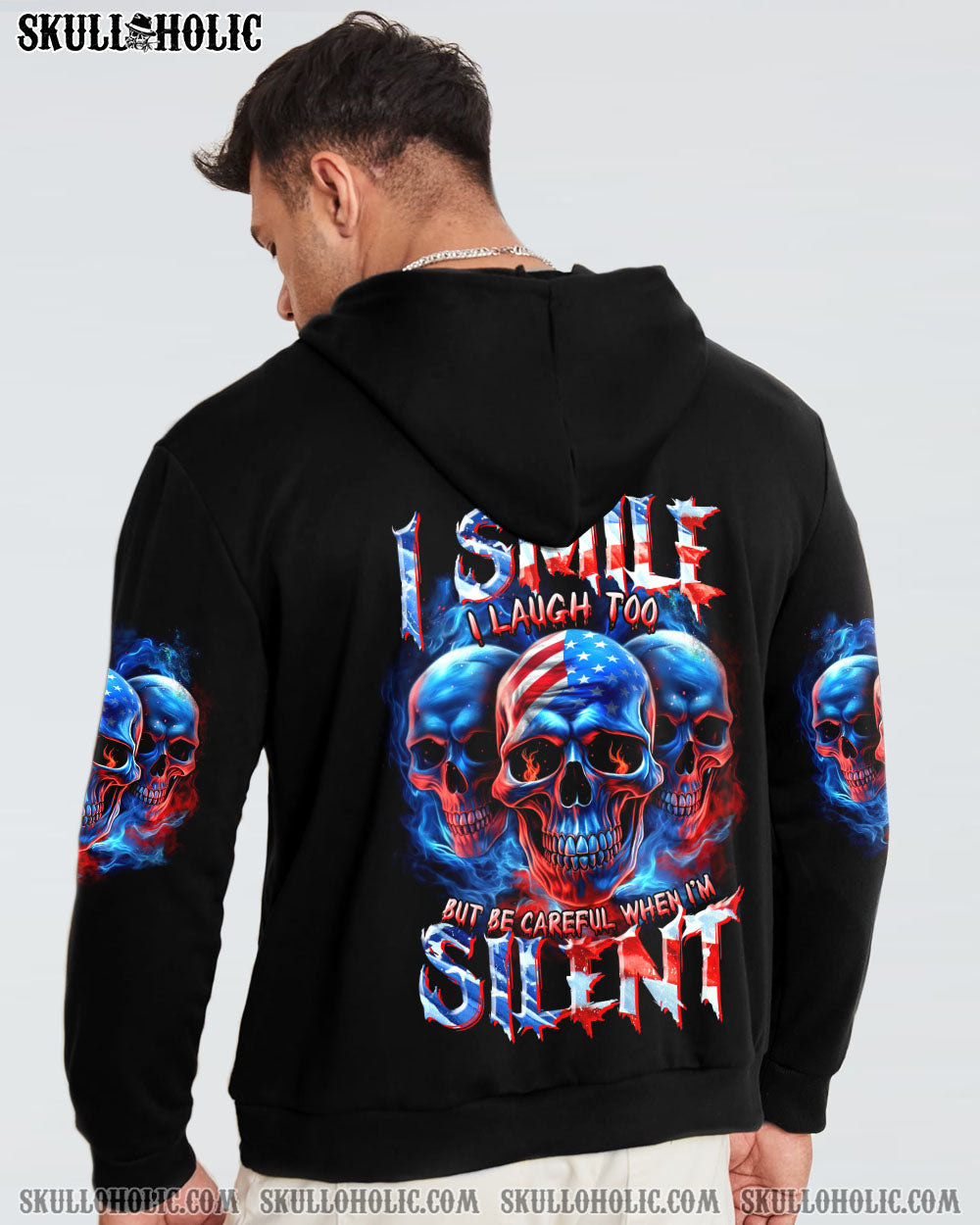 BE CAREFUL WHEN I'M SILENT 3 SKULLS ALL OVER PRINT - TLTR0407232