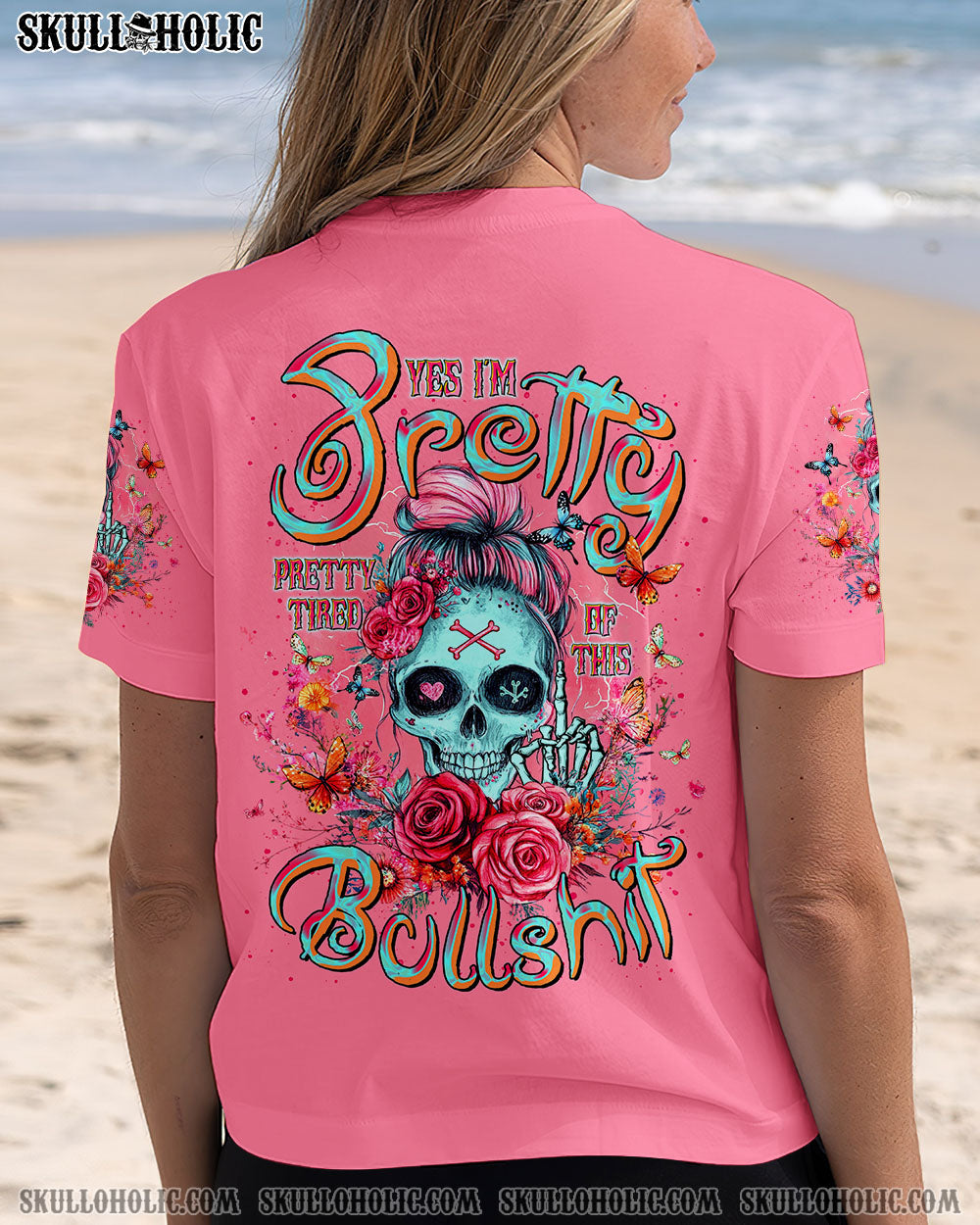 YES I'M PRETTY SKULL MESSY BUN  ALL OVER PRINT - TLTR0605252