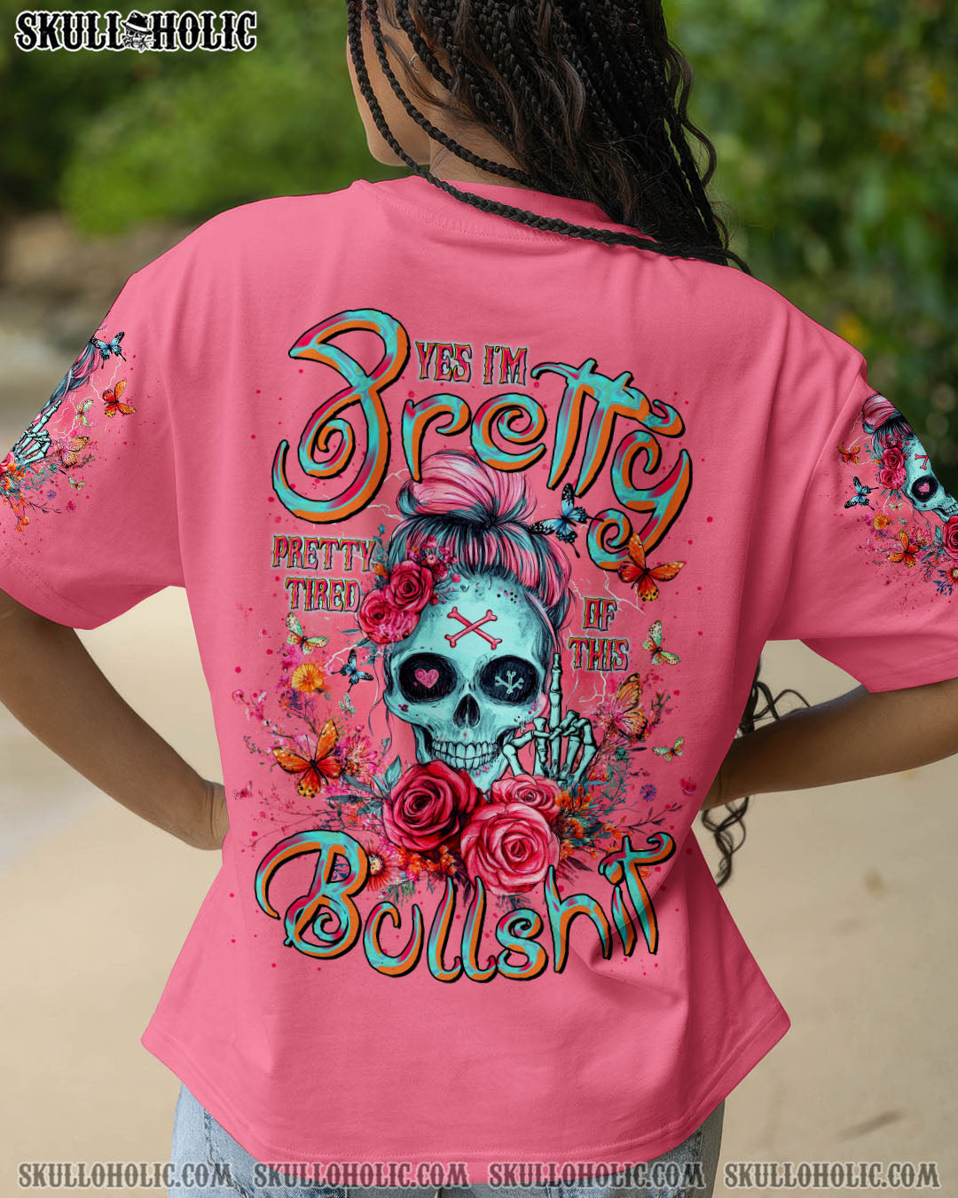 YES I'M PRETTY SKULL MESSY BUN  ALL OVER PRINT - TLTR0605252