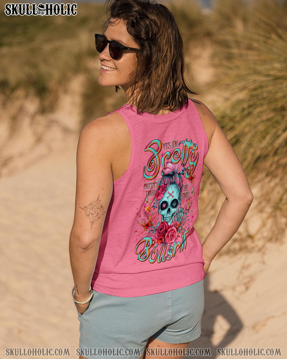 YES I'M PRETTY SKULL MESSY BUN  ALL OVER PRINT - TLTR0605252