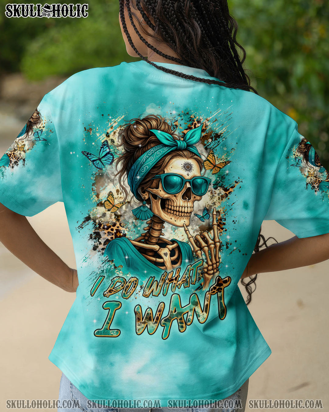 I DO WHAT I WANT MESSY BUN SKULL ALL OVER PRINT  - TLTR0805252