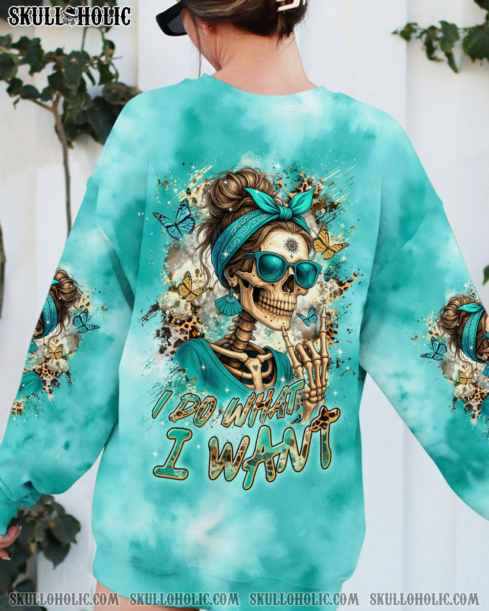 I DO WHAT I WANT MESSY BUN SKULL ALL OVER PRINT  - TLTR0805252