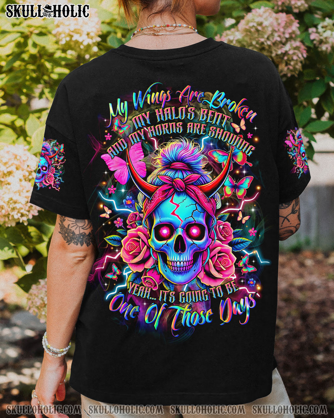IT'S GOING TO BE ONE OF THOSE DAYS MESSY BUN SKULL ALL OVER PRINT   - TLTR1004251