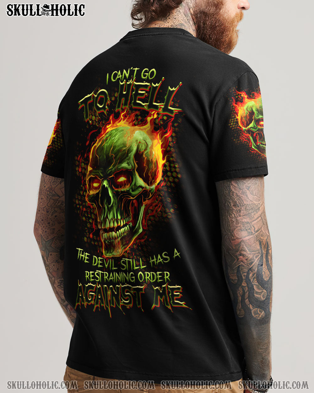 I CAN'T GO TO HELL SKULL FLAMING ALL OVER PRINT - TLTR1008233