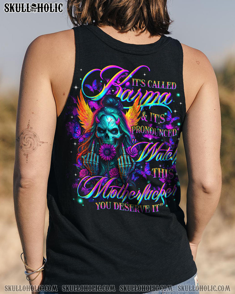 EVEN THE DEVIL ON MY SHOULDER SKULL ALL OVER PRINT   - TLTR1404251