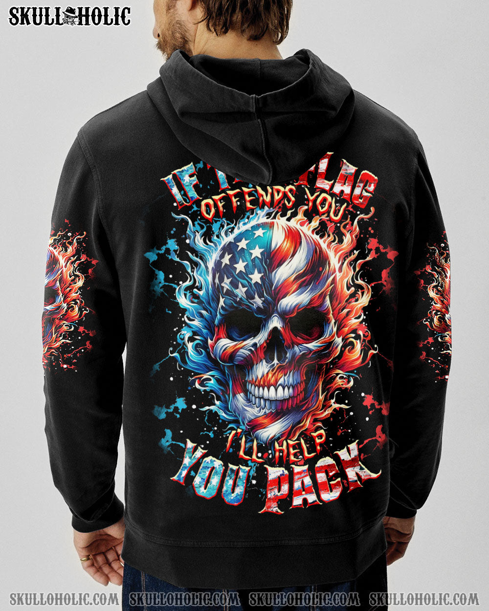 IF THIS FLAG OFFENDS YOU I'LL HELP YOU PACK SKULL ALL OVER PRINT - TLTR1504251