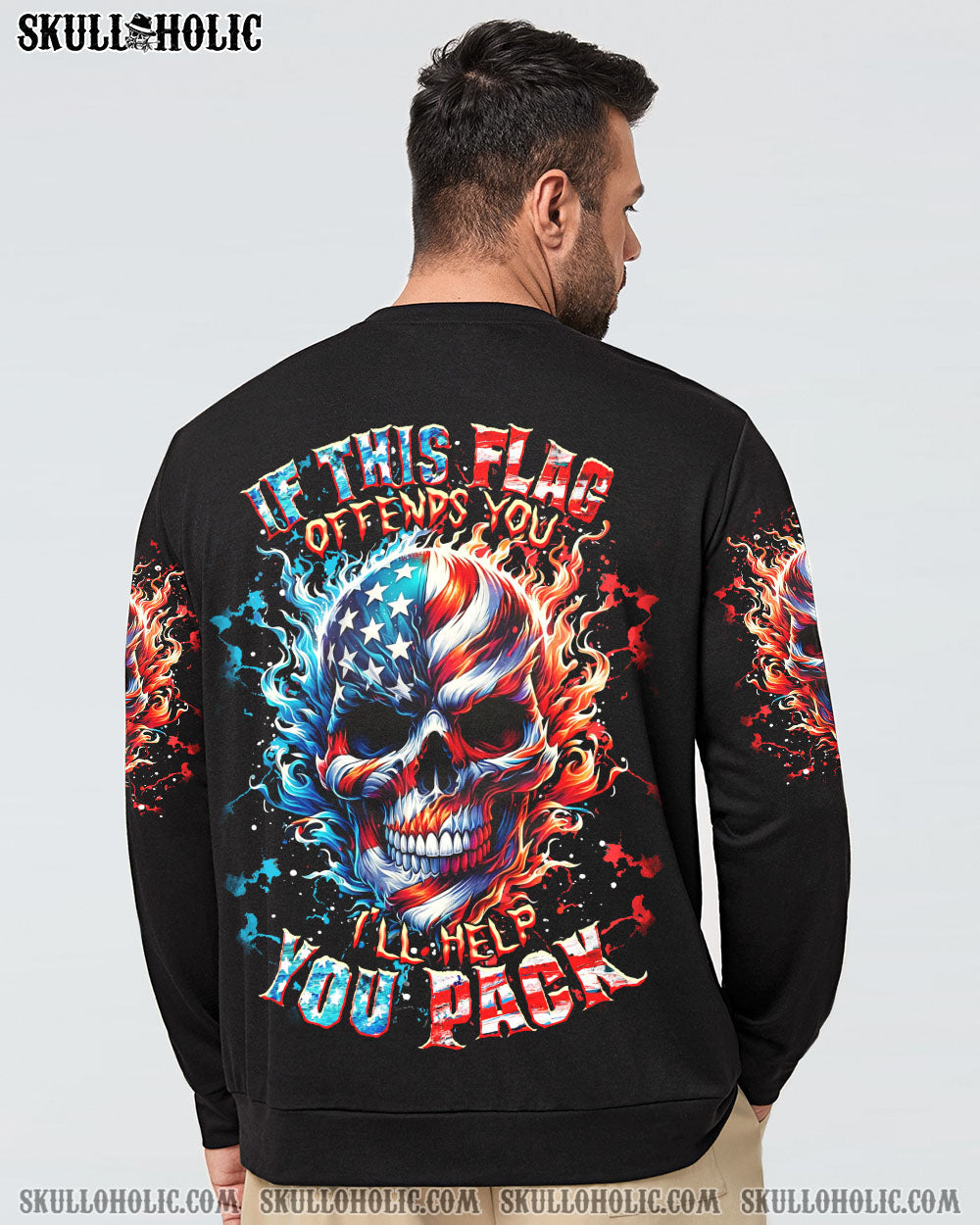 IF THIS FLAG OFFENDS YOU I'LL HELP YOU PACK SKULL ALL OVER PRINT - TLTR1504251