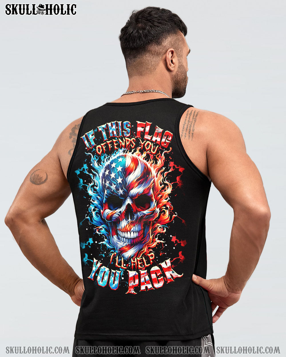 IF THIS FLAG OFFENDS YOU I'LL HELP YOU PACK SKULL ALL OVER PRINT - TLTR1504251