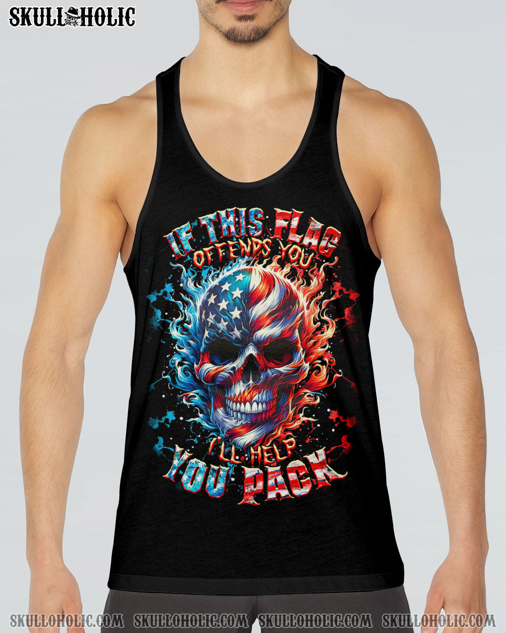 IF THIS FLAG OFFENDS YOU I'LL HELP YOU PACK SKULL ALL OVER PRINT - TLTR1504251