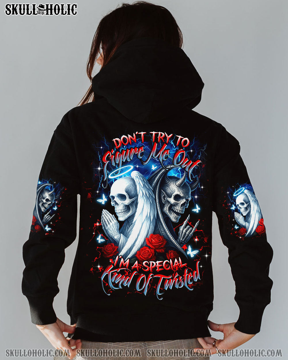 DON'T TRY TO FIGURE ME OUT SKULL ANGEL DVIL ALL OVER PRINT  -  TLTR1704253